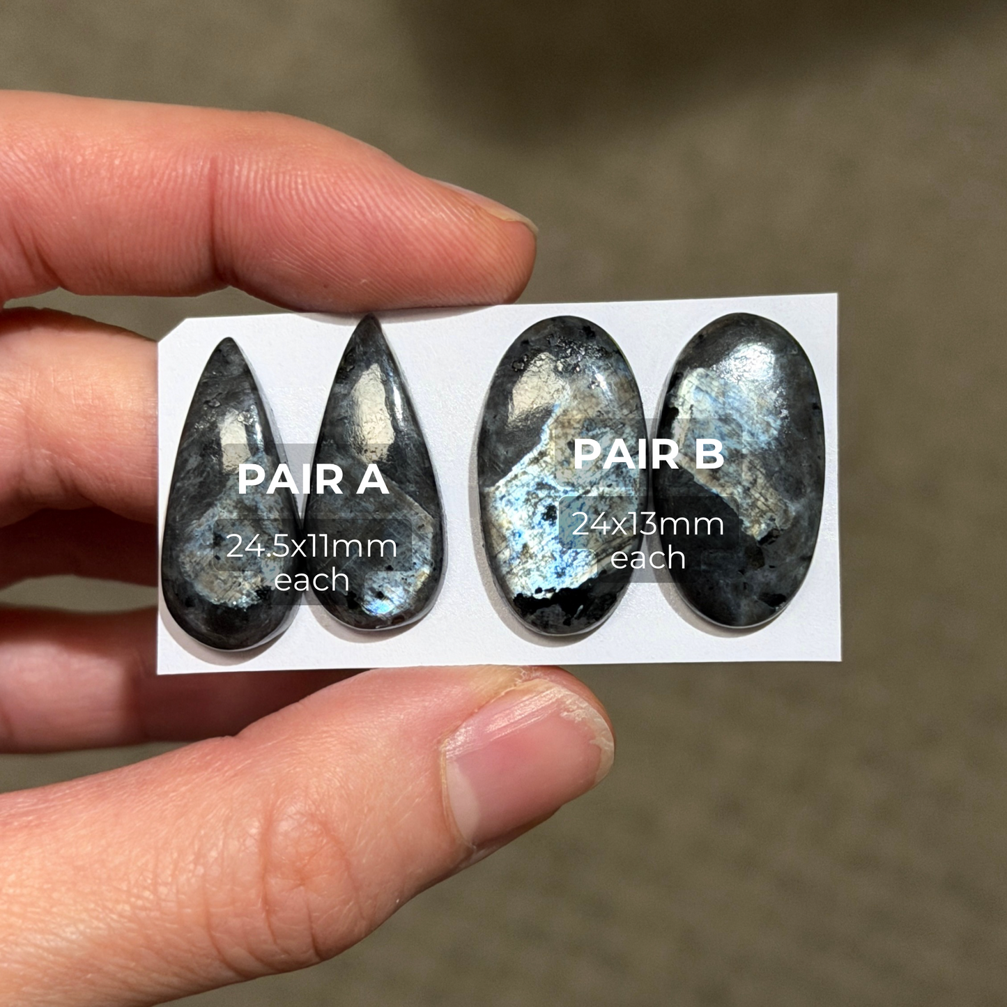 Larvikite (with flash) Cabochon Pairs - Choose your Pair (W14)