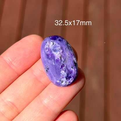 ‘Flower’ Chatoyant Charoite Oval Cabochon - 32.5 x 17mm - W13
