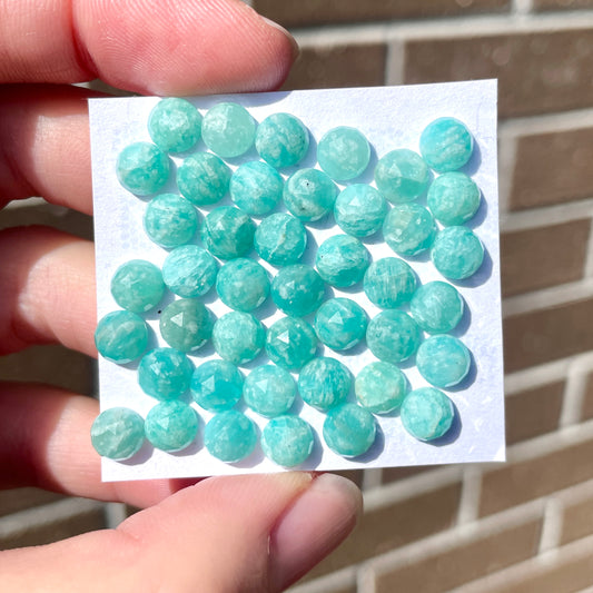 6mm Amazonite Cabochons Rosecut Round - Set of 3 (E13)