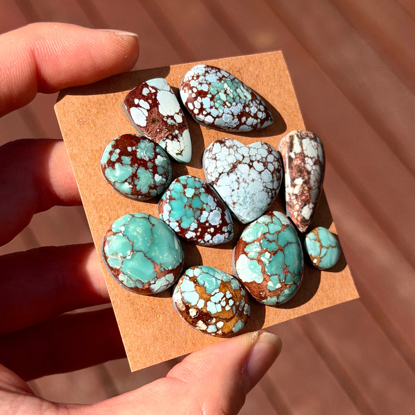 9-25mm Red River Hubei Turquoise (Backed) Cabochon Smooth - Choose your Stone (E18)