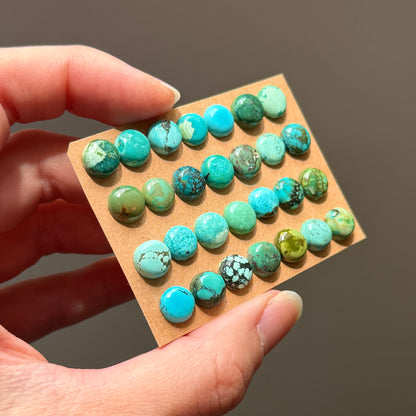 8mm Tibetan Turquoise Cabochon Smooth Round - Choose your Stone (W10)