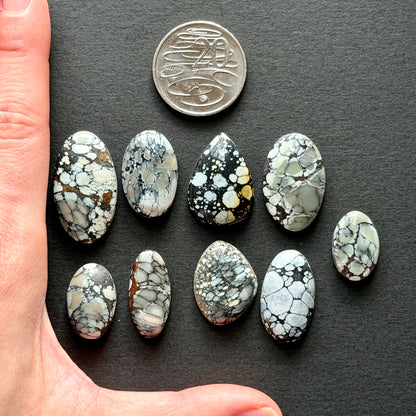 Dark Moon Hubei ("White Turquoise") Cabochon Smooth (Backed) - Choose your Stone (W13)