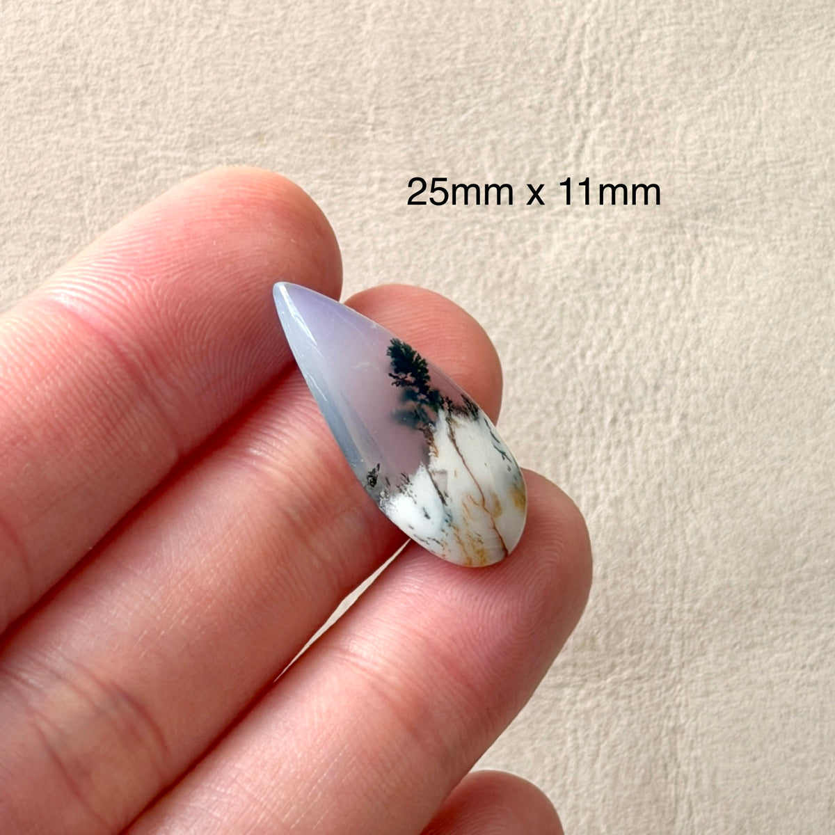 ‘Lone Pine' Dendritic Opal Agate Teardrop Cabochon - 25mm x 11mm (W3)