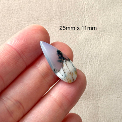 ‘Lone Pine' Dendritic Opal Agate Teardrop Cabochon - 25mm x 11mm (W3)