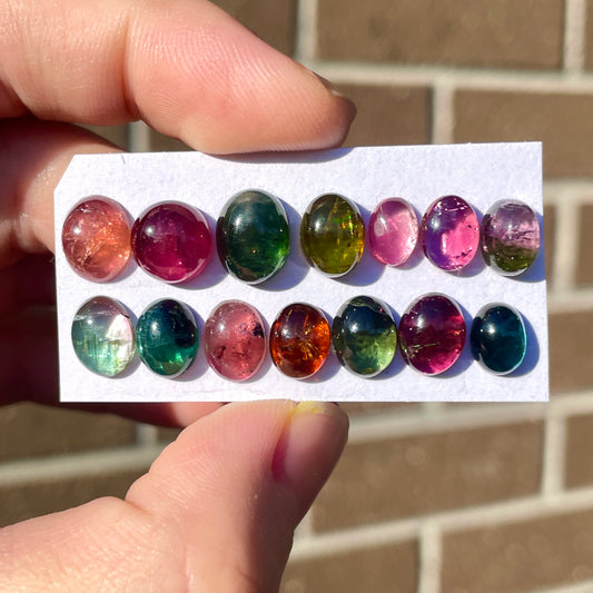 7-10mm Multi Tourmaline Cabochon Smooth - Choose your Stone (W5)