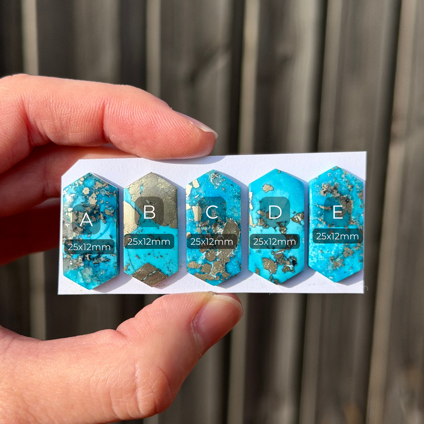 Morenci Turquoise (with Pyrite) Hexagonal Cabochon Smooth - Choose your Stone (W15)