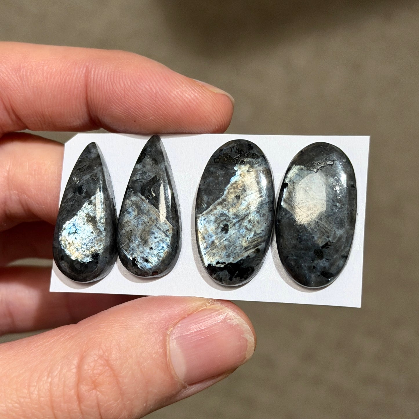 Larvikite (with flash) Cabochon Pairs - Choose your Pair (W14)