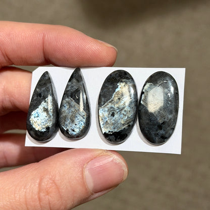 Larvikite (with flash) Cabochon Pairs - Choose your Pair (W14)