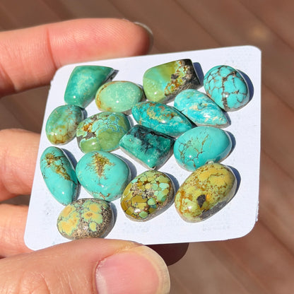 15pc Hubei Turquoise Round Cabochons Smooth - 12-17mm (FULL LOT)