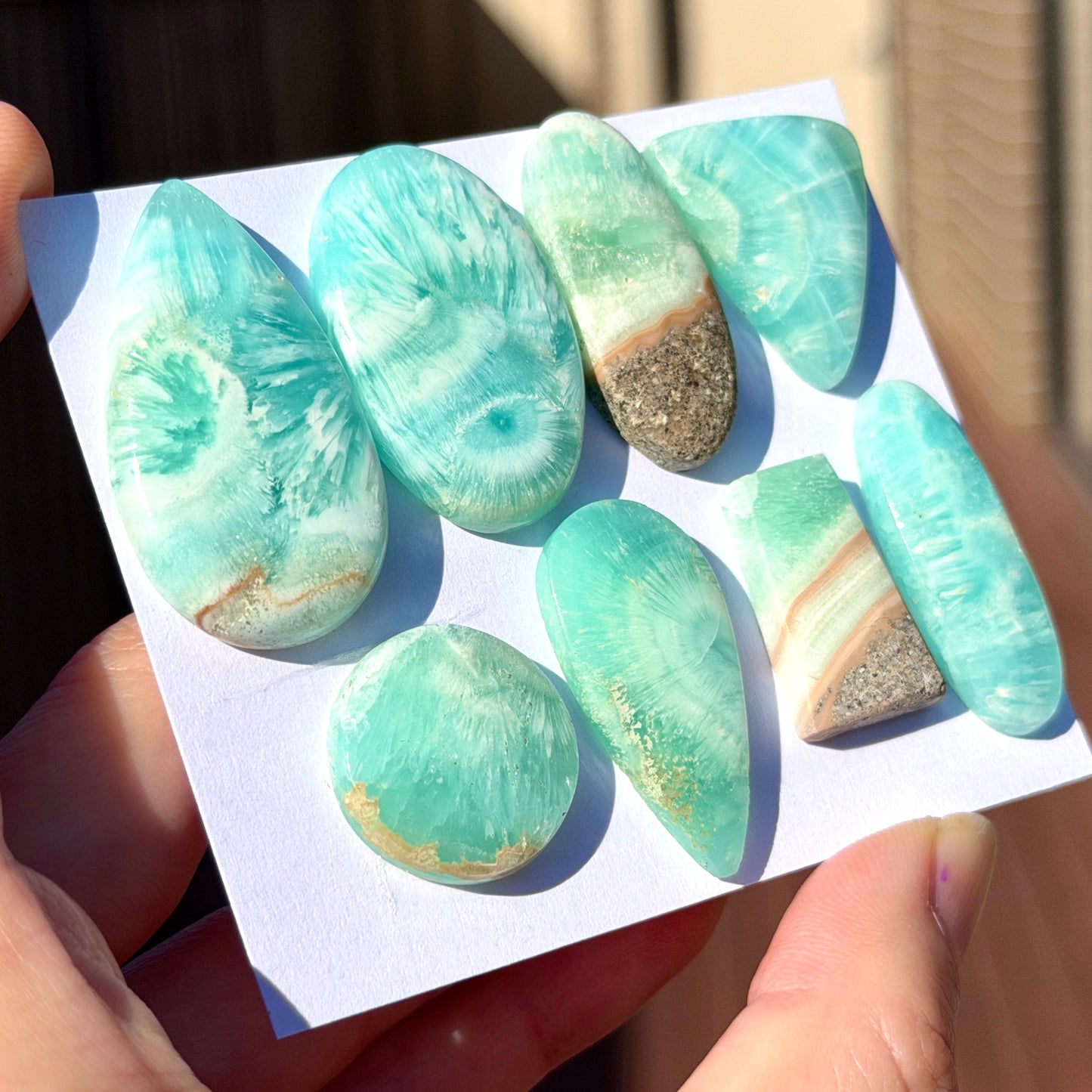 Blue Carribean Calcite Cabochon Smooth - Choose your Stone (W14)