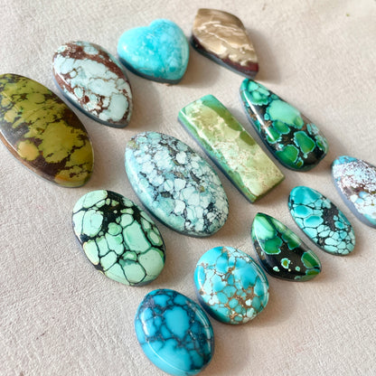 17-35mm Hubei Turquoise Cabochon Smooth (Backed) - Choose your Stone (A-W11)