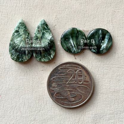 Seraphinite Cabochon Pairs Smooth - Choose your Pair (W10)