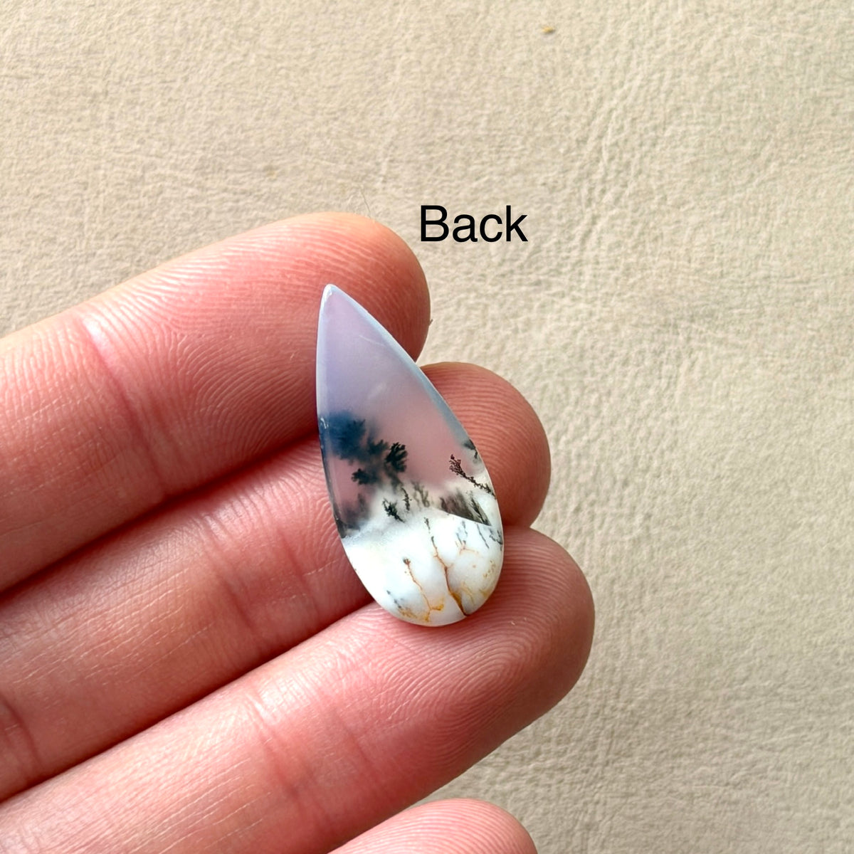 ‘Lone Pine' Dendritic Opal Agate Teardrop Cabochon - 25mm x 11mm (W3)