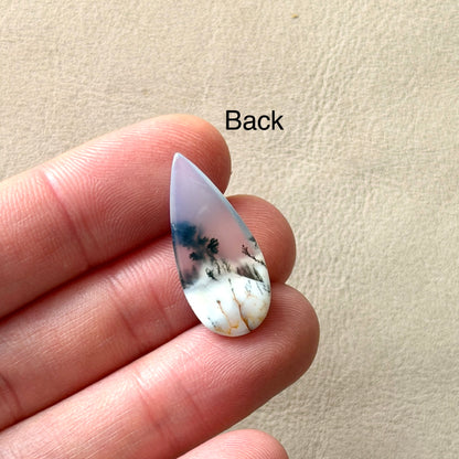 ‘Lone Pine' Dendritic Opal Agate Teardrop Cabochon - 25mm x 11mm (W3)