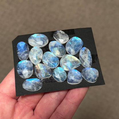 12-19mm Rainbow Moonstone Cabochon Rose cut - Choose your Stone (W8)