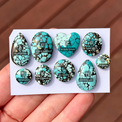 9-20mm Blue Yungai (Cloud Mountain) Hubei Turquoise Cabochon Smooth (Backed) - Choose your Stone (W8)