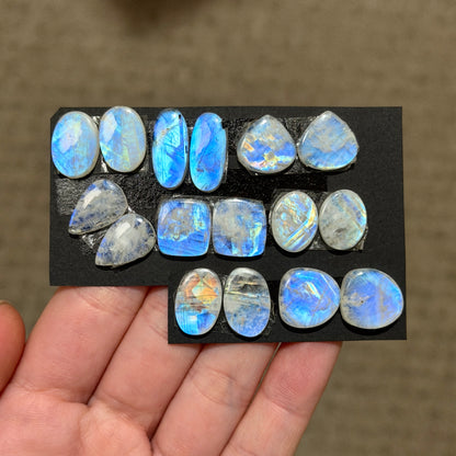 12-17mm Rainbow Moonstone Cabochon Pairs - Choose your Pair (W16)