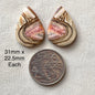 Boulder Rhodochrosite Cabochon Pair - 31mm x 22.5mm (W5)