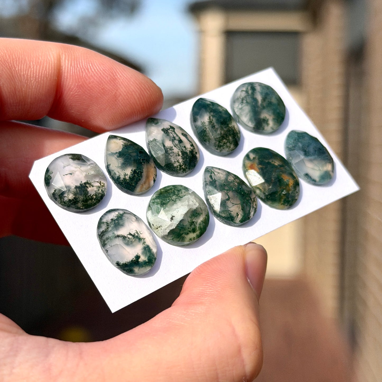 Green Moss Agate Cabochon Rose cut - Choose your Stone (W3)