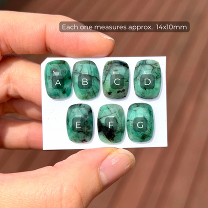 Emerald Rectangle Cabochon Rosecut - 14x10mm - Choose your Stone (W8)