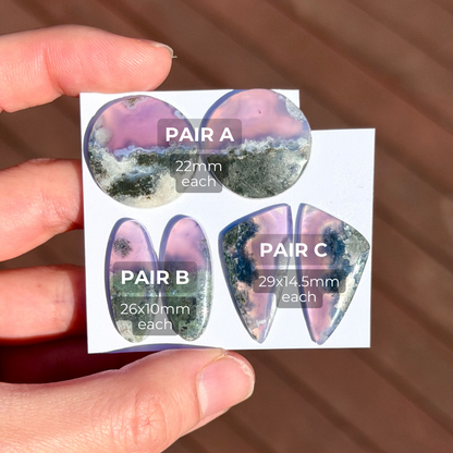 Lavender (Purple) Moss Agate Cabochon Pairs - Choose your Pair (W14)