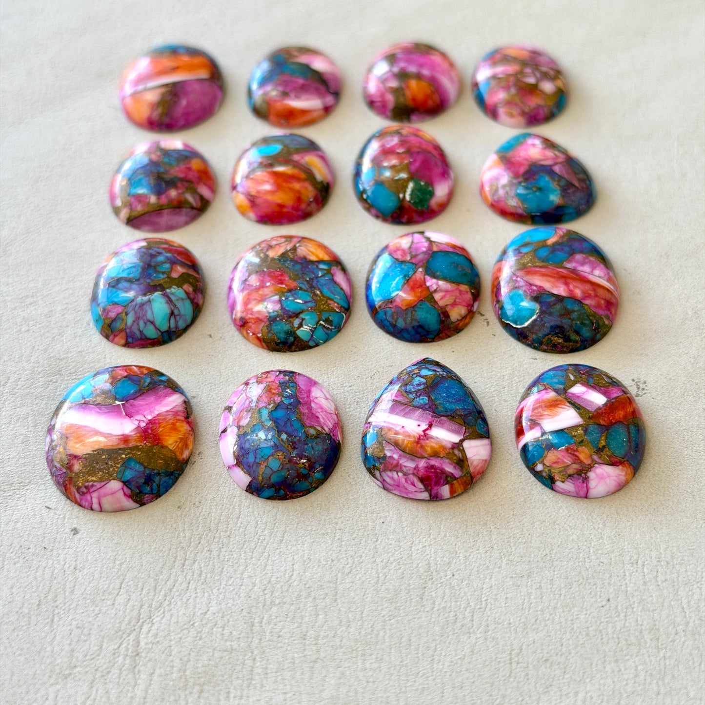 22-27mm Pink Spiney Oyster Copper Turquoise Cabochon Smooth  - Choose your Stone (W15)