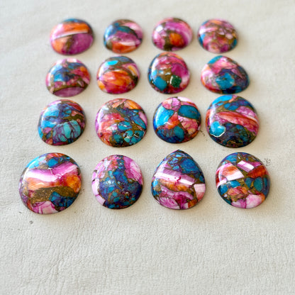 22-27mm Pink Spiney Oyster Copper Turquoise Cabochon Smooth  - Choose your Stone (W15)