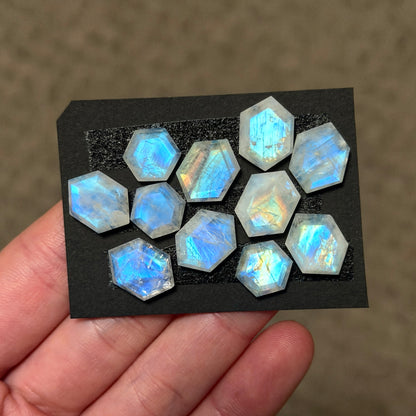 Rainbow Moonstone hexagonal Cabochon Step Cut - Choose your Stone (W3)