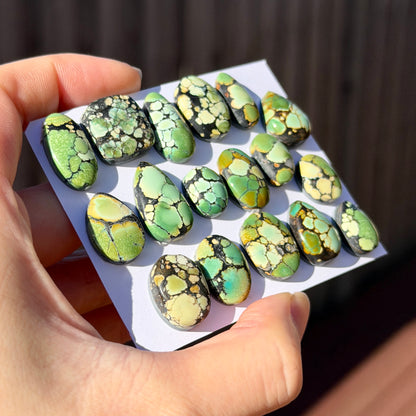 Mini Giraffe (Green Hubei) Turquoise Cabochon Smooth (Backed) - Choose your Stone (W15)