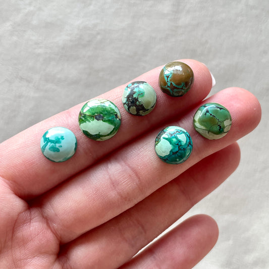 10-12mm Round Tibetan Turquoise Cabochon Smooth - Choose your Stone (W6)