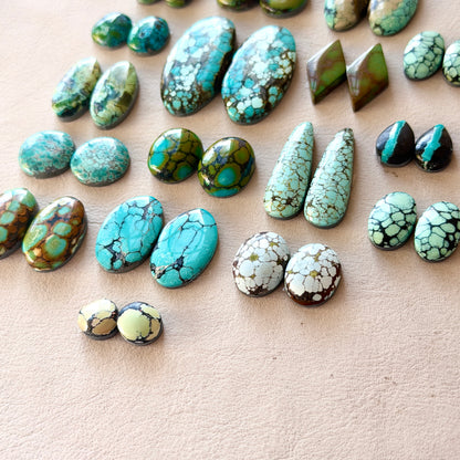 Hubei Turquoise (Backed) Cabochon Pairs - Choose your Pair (W5)