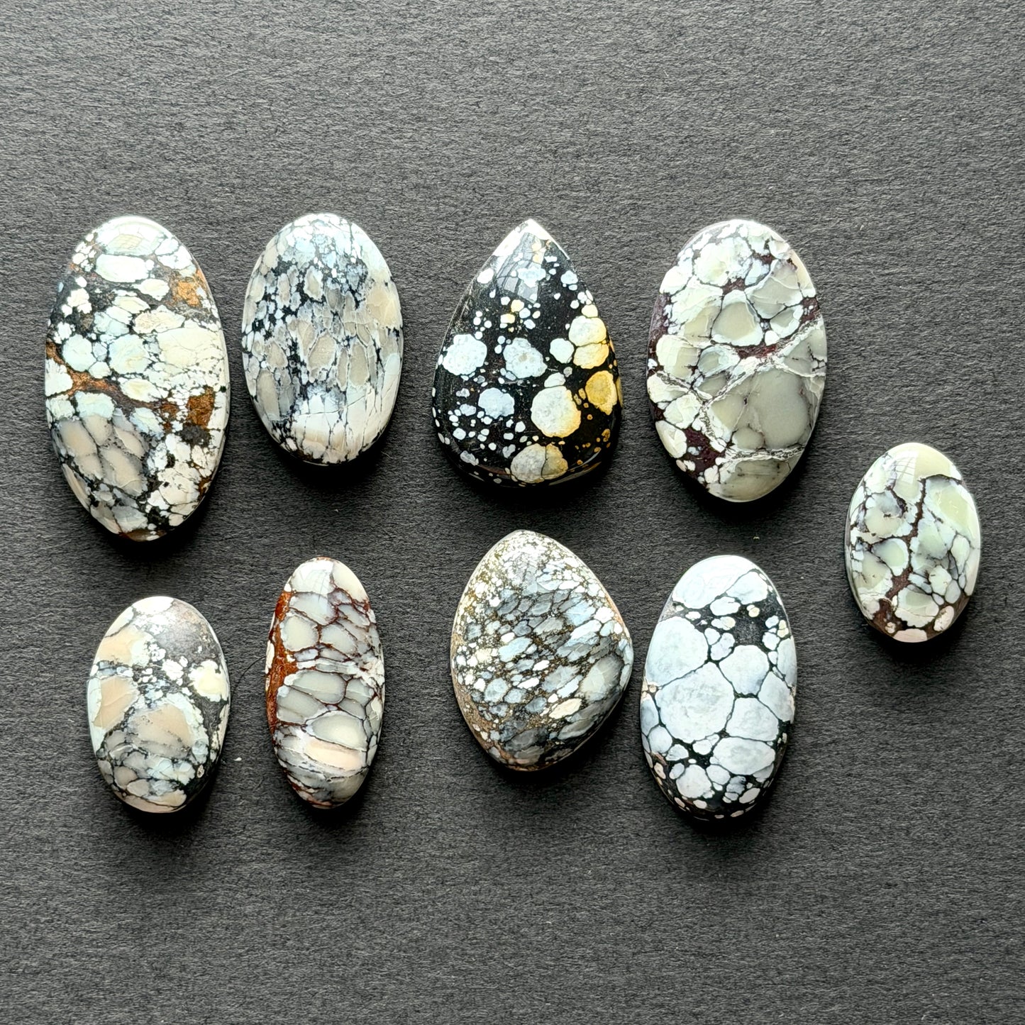 Dark Moon Hubei ("White Turquoise") Cabochon Smooth (Backed) - Choose your Stone (W13)