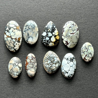 Dark Moon Hubei ("White Turquoise") Cabochon Smooth (Backed) - Choose your Stone (W13)