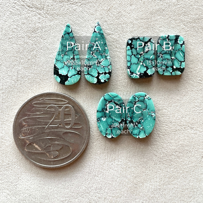 New Lander Variscite Cabochon Pairs - Choose your Pair (W8)