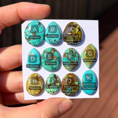 15-19mm Hubei Turquoise Cabochon Smooth (Backed) - Choose your Stone (A-W2)