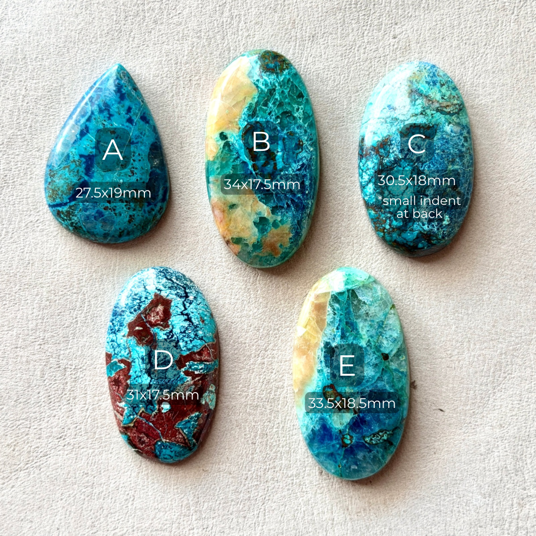 27-34mm Shattuckite (with Azurite, Cuprite & Dioptase) Cabochon Smooth - Choose your Stone (W17)
