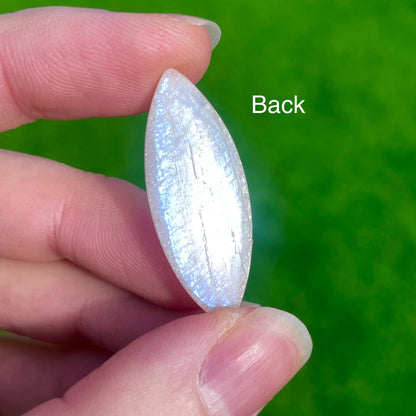 Belomorite Moonstone Flower Carved Marquise Cabochon - 33.5mm x 13mm - W5