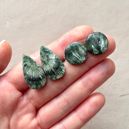 Seraphinite Cabochon Pairs Smooth - Choose your Pair (W10)