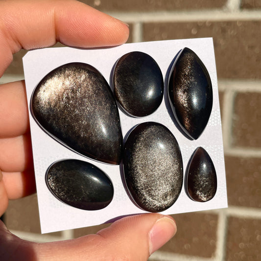 Silver Sheen Obsidian Cabochon Smooth - Choose your Stone (A)