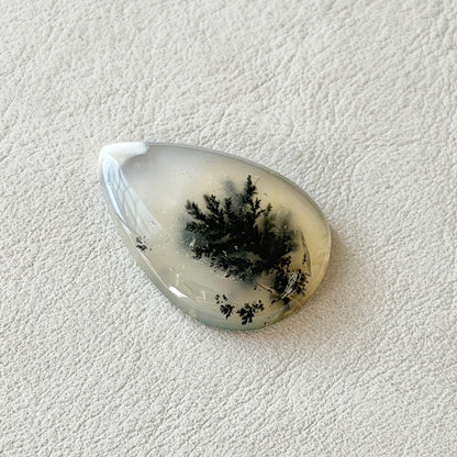 ‘Solitary Pine’ Dendritic Opal Agate Teardrop Cabochon - 29.5mm x 21.5mm (W16)