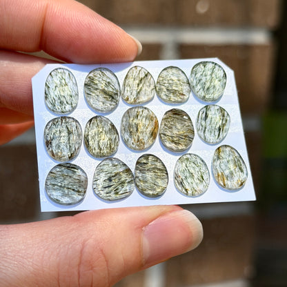10-12mm Green Rutilated Quartz Cabochon Rose cut - Choose your Stone (W5)