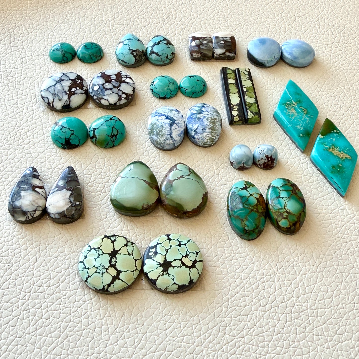7-29mm Hubei Turquoise (Backed) Cabochon Pairs - Choose your Pair (W1)