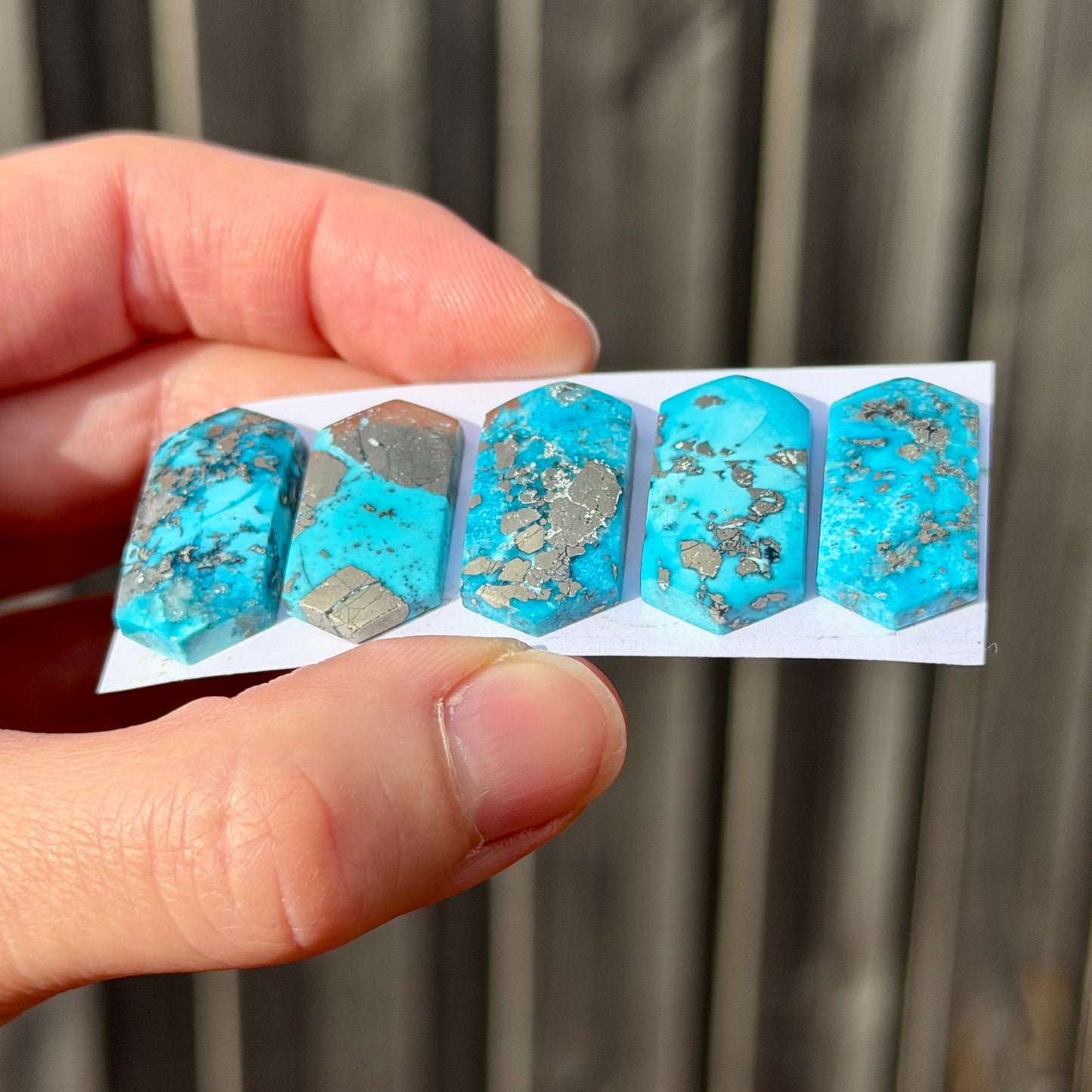 Morenci Turquoise (with Pyrite) Hexagonal Cabochon Smooth - Choose your Stone (W15)