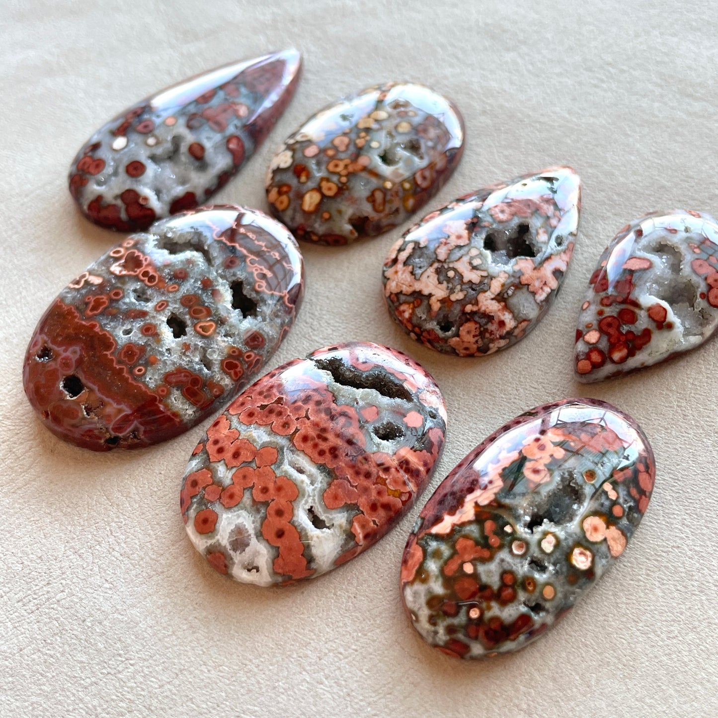 Orbicular River Jasper Druzy Cabochon Smooth - Choose your Stone (W7)