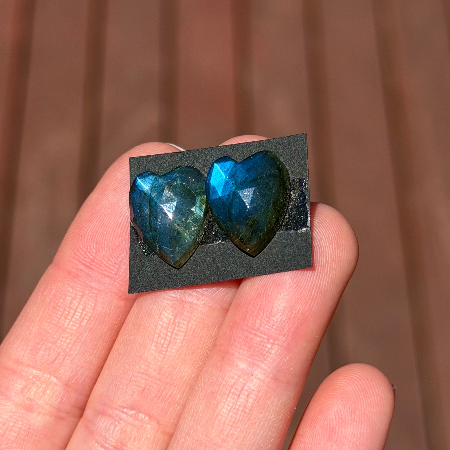 Labradorite Heart Cabochon Pair Rose cut - 14.5mm x 12mm - W12