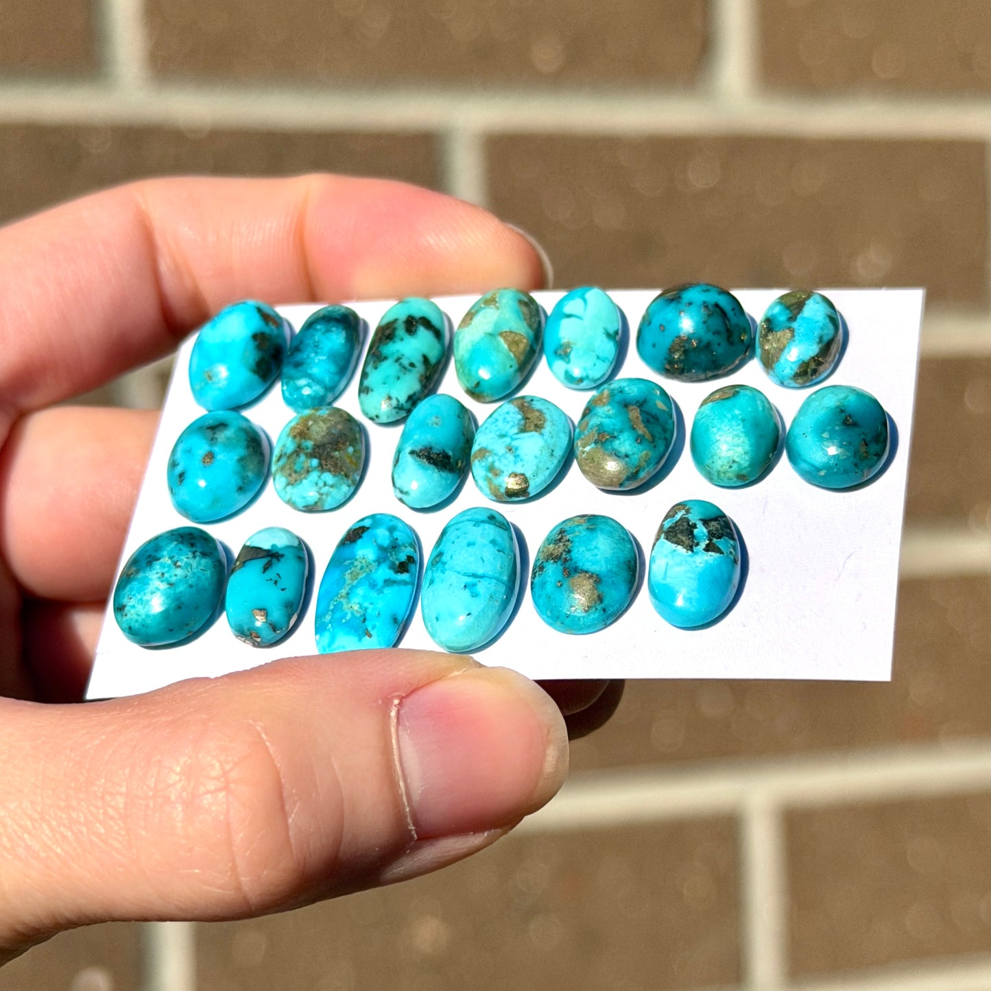 10-17mm Mini Morenci Turquoise with Pyrite Cabochon Smooth - Choose your Stone (W16)