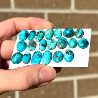 10-17mm Mini Morenci Turquoise with Pyrite Cabochon Smooth - Choose your Stone (W16)