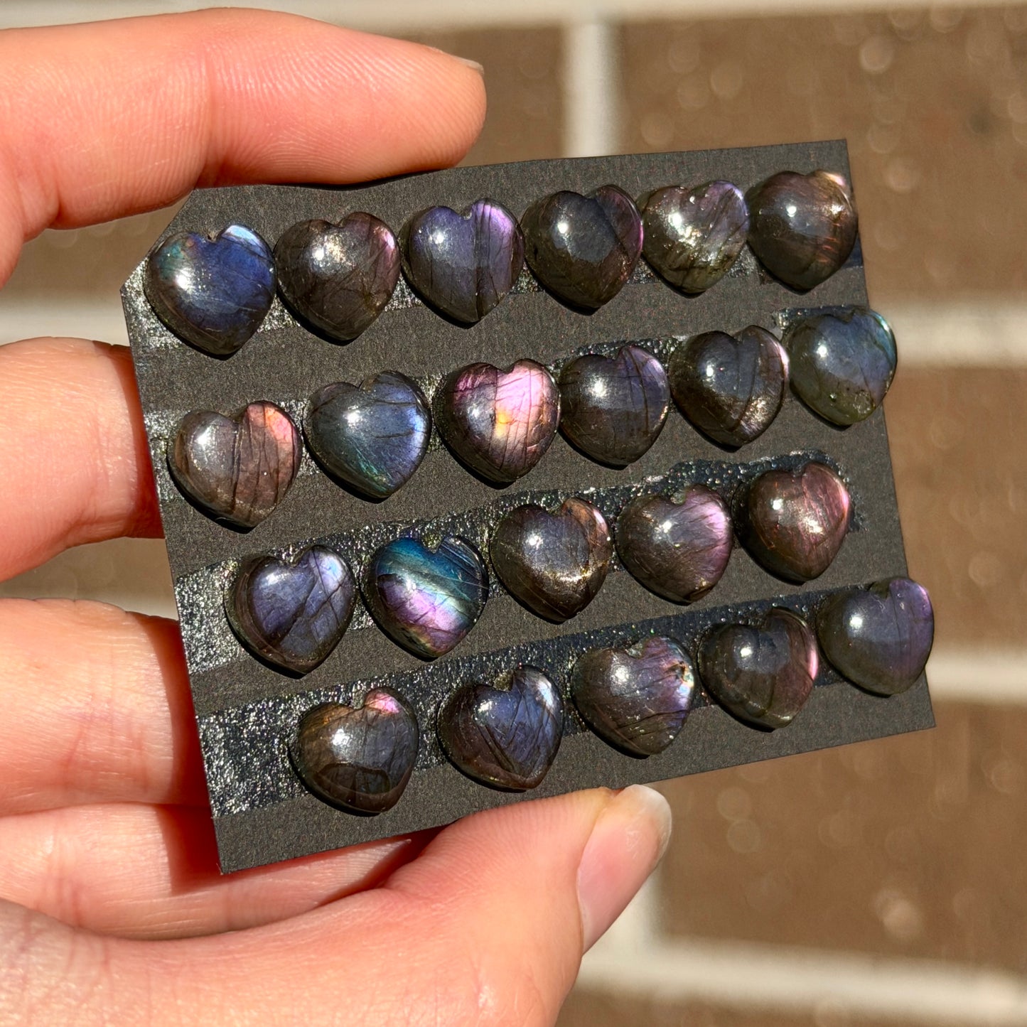 Pink & Purple Labradorite Heart Cabochon Smooth 9.5x9.5mm - Choose your Stone (W4)