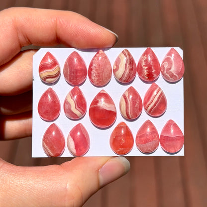 Mini Rhodochrosite Cabochon Teardrop Smooth - Choose your Stone (W5)