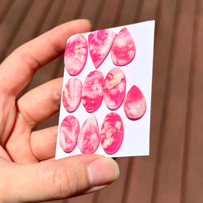 White/Pink Plume Agate Doublet Cabochon Smooth - Choose your Stone (W12)